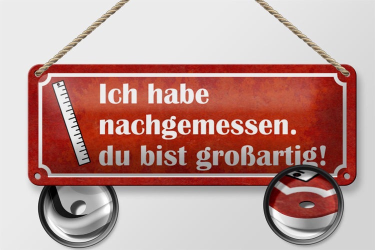 Blechschild Spruch 27x10cm nachgemessen du bist großartig Dekoration