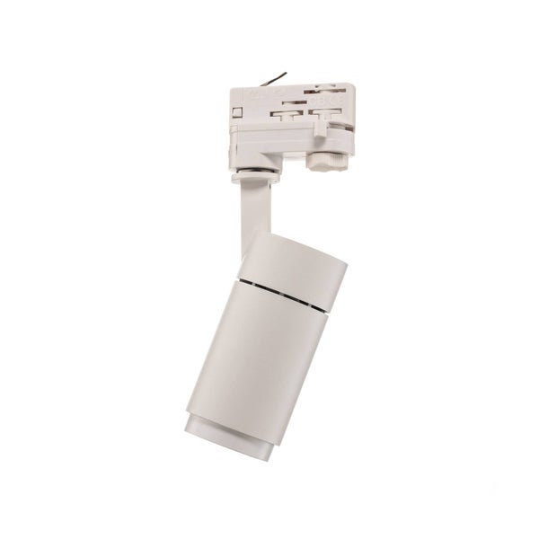 Schienenstrahler mit zylindrischem Gehäuse und Adapter für Stromschienen