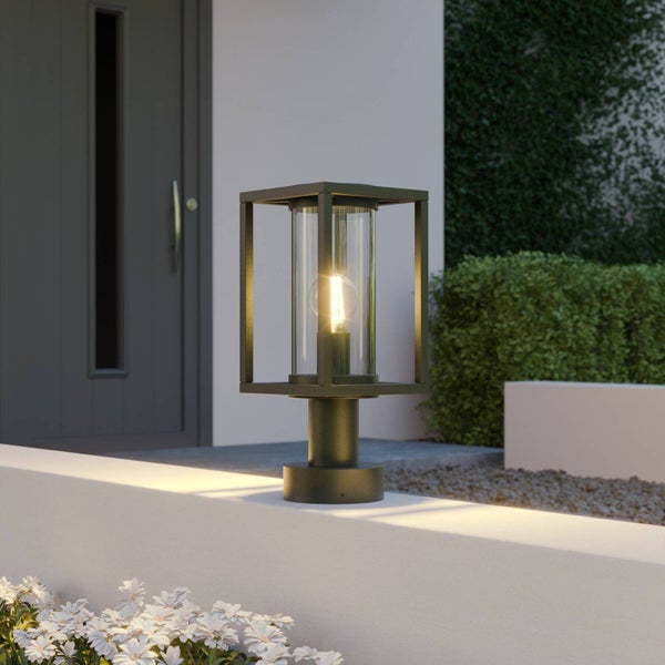 Lucande Außenleuchte Ferda (spritzwassergeschützt (Modern) in Schwarz aus Aluminium (1 flammig, E27) - Wegeleuchte Pollerleuchte Wegelampe Sockelleuchte