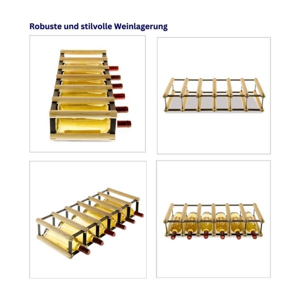 PROREGAL Modulares Weinregal Vinotega Mod Metal HxBxT 12,5 x 62,5 x 24,5 cm 6 x 1 Flaschen Massives Kiefernholz Braun Geölt