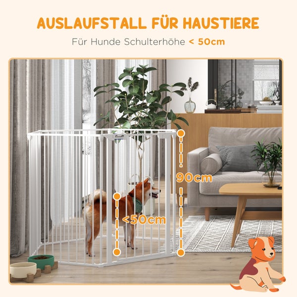 PawHut Welpenauslauf, 123L x 102B x 90H cm, Stahl, Kunststoff, Weiß