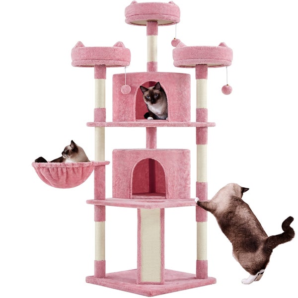 Katzenkratzbaum mit mehreren Ebenen, Höhlen und Liegeflächen