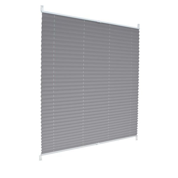 ECD Germany Plissee 80 x 100 cm - Grau - Klemmfix - EasyFix - ohne Bohren - Sonnen- und Sichtschutz - für Fenster und Tür - inkl. Befestigungsmaterial - Jalousie Faltrollo Fensterrollo Rollo