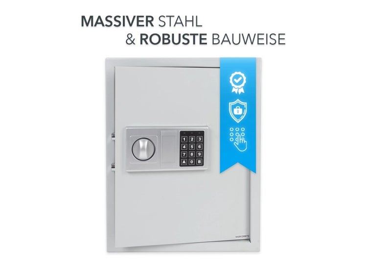 FLOORDIREKT Schlüsseltresor mit Elektronikschloss - Schlüsselkasten - Weiß - 30 x 10 x 36 cm