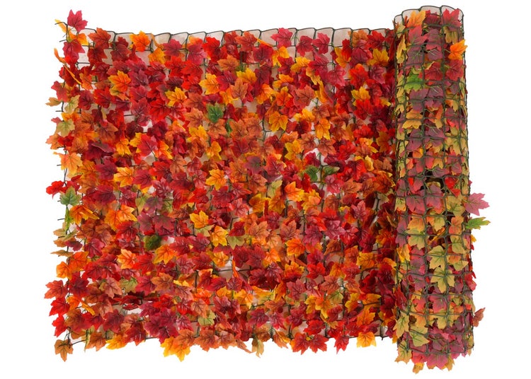 Dekorative Sichtschutzwand mit Ahornblättern auf Rolle