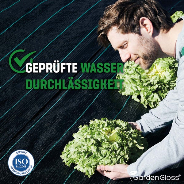 GardenGloss 10m² Anti-Unkrautgewebe 100g/m² – Wasserdurchlässig und Reissfest – Unkrautvlies Gartenvlies mit hoher UV-Stabilisierung – Bändchengewebe Unkrautfolie (5m x 2m, gefaltet)