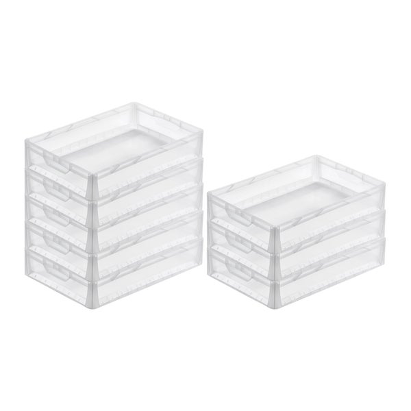 PROREGAL SuperSparSet 8x Transparenter Eurobehälter LightLine mit Offenem Griff HxBxT 12 x 40 x 60 cm 2,4 Liter Eurobox Transportbox