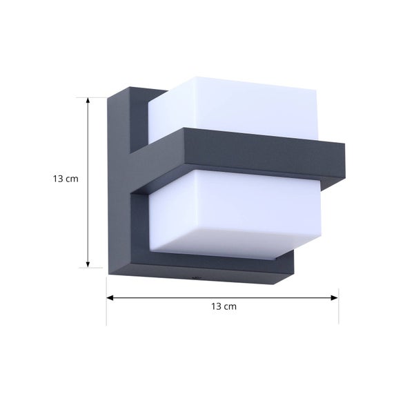 Lindby LED Smart Home Wandleuchte außen Fyra dimmbar (Modern) in Alu aus Aluminium (1 flammig, ) - Wandlampe