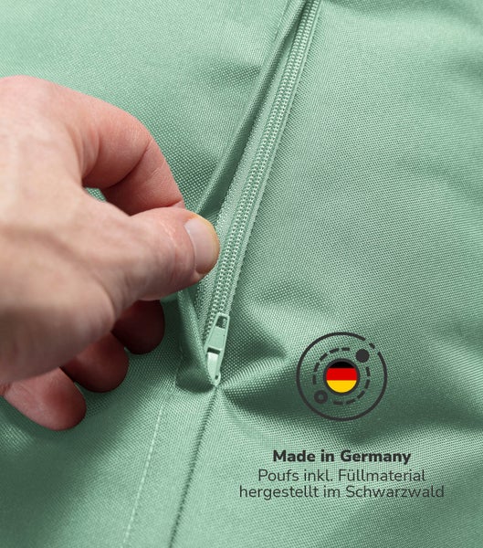 mokebo Outdoor Pouf o. Hocker in Grün 'Der Ruhestifter', Fußhocker mit EPS-Perlen Füllung