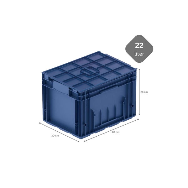 PROREGAL SparSet 5x VDA KLT Kleinladungsträger mit Verbundboden und Auflagedeckel HxBxT 28 x 30 x 40 cm 22 Liter KLT Transportbox