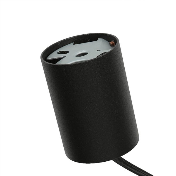 Schwarze Lampenfassung mit Textilkabel