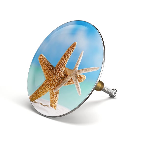 M. ROSENFELD HOME Badewannenstöpsel mit Motiv Seestern - Sea Star - Stöpsel Badewanne 72mm Universal Badewannenstöpsel aus Messing mit Doppel Dichtung