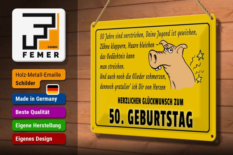 Blechschild Spruch 30x20cm Glückwunsch zum 50.Geburtstag