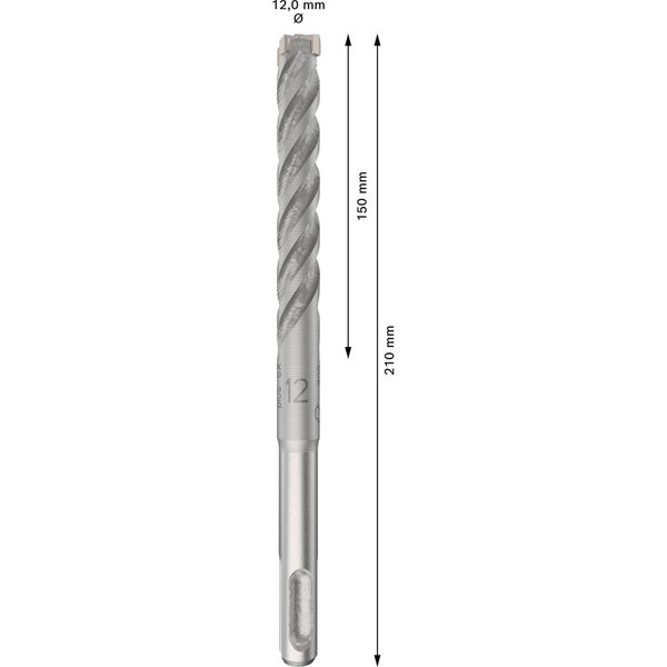 Bohrer mit einem Durchmesser von 12 Millimetern und einer Länge von 210 Millimetern.