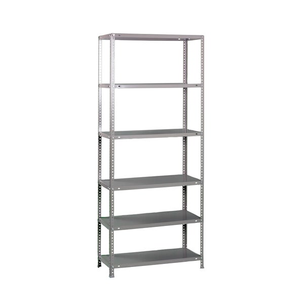 Metallregal mit 6 Böden, grau, verstellbare Fachböden für Lager und Werkstatt.