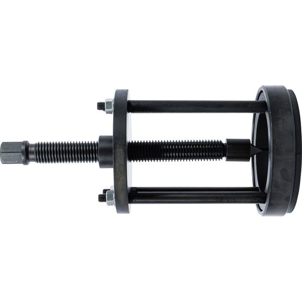 Werkzeugsatz zum Auspressen und Einziehen von Lagern in einem blauen Werkzeugkoffer