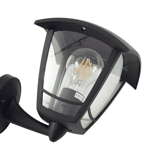 Lindby Wandleuchte außen (Laterne) Isidoro (spritzwassergeschützt (Modern) in Schwarz (1 flammig, E27) - Außenwandleuchten Wandlampe Led Außenlampe Outdoor für