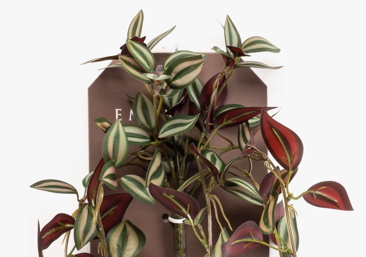 Kunst Hänger Tradescantia zebrina SAELFES auf Steckstab, grün-Burgunderrot, 85cm - Künstliches Zebra-Ampelkraut