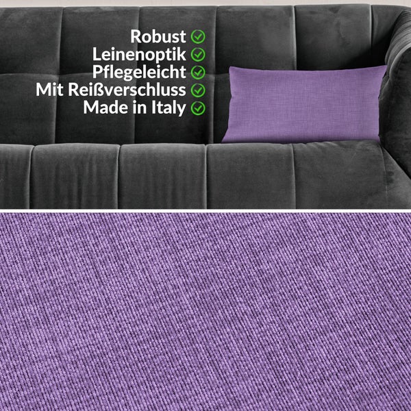 Kissenhülle Leinenoptik 30x50cm ohne Füllung Lila