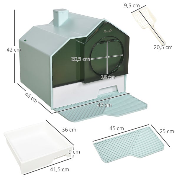 PawHut Katzentoilette, 47L x 45B x 42H cm, Kunststoff, ABS, Hellblau