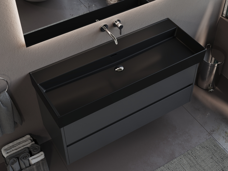 Waschtischunterschrank mit Waschbecken und zwei Schubladen im modernen Badezimmer