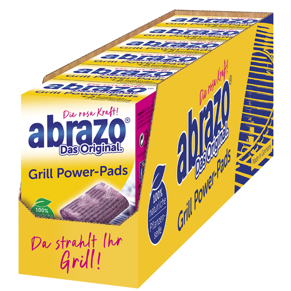 abrazo Grill Power-Pads, Reinigungsschwämme aus Stahlwolle mit natürlicher Pflanzenseife in der Vorratspackung.