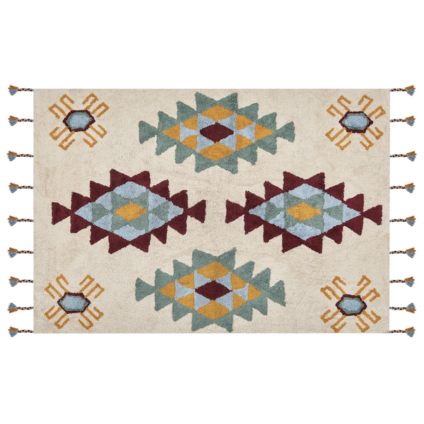 Teppich DUZCE Beige 160 x 230 cm Baumwolle
