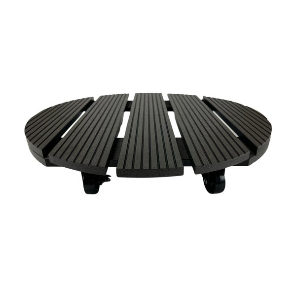 Plastard Pflanzenroller WPC Ø 30 cm – 120 kg Tragkraft, 360° Rollen mit Bremsen, wetterfest, robuster Blumentopfschlitten für Balkon, Terrasse, Garten