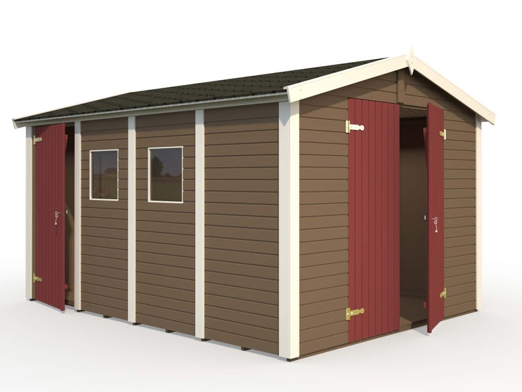 Alpholz Gerätehaus Dan 10,0 m² Gerätehaus aus Holz, Geräteschrank mit 16 mm Wandstärke, Gartenhaus mit Montagematerial, Naturbelassen