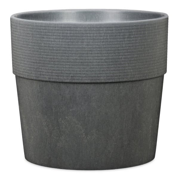 Scheurich Groove 30, Blumentopf/Pflanzkübel, rund,  aus Kunststoff Farbe: Carbon, 28 cm Durchmesser, 26 cm hoch,