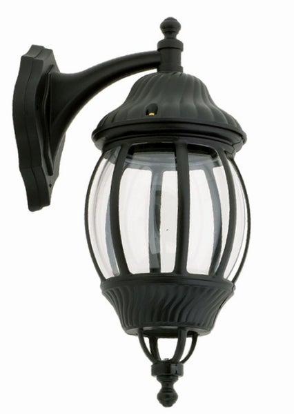 Schwarze Wandleuchte mit klarem Lampenschirm für Aussenbereiche