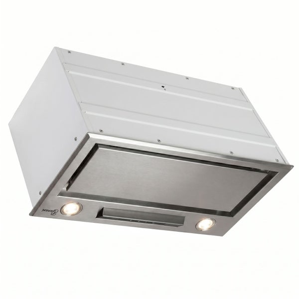 Unterbau Dunstabzugshaube mit zwei Leuchten und Metallfettfilter für die Montage unter einem Küchenschrank
