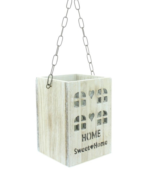 FRANK FLECHTWAREN | Laterne Sweet Home, PAULOWNIA, GLAS, METALL, 12 x 12 x 18 cm, Glas Ø 10 x 12 cm