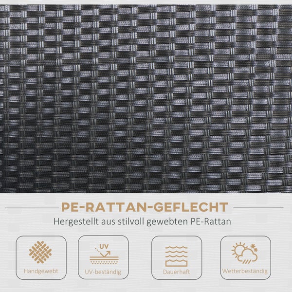Outsunny Polyrattan Sitzgarnitur 4 tlg. Sitzgruppe Gartenset Sofagarnitur Gartenmöbel Set Lounge Metall Luxus Schwarz
