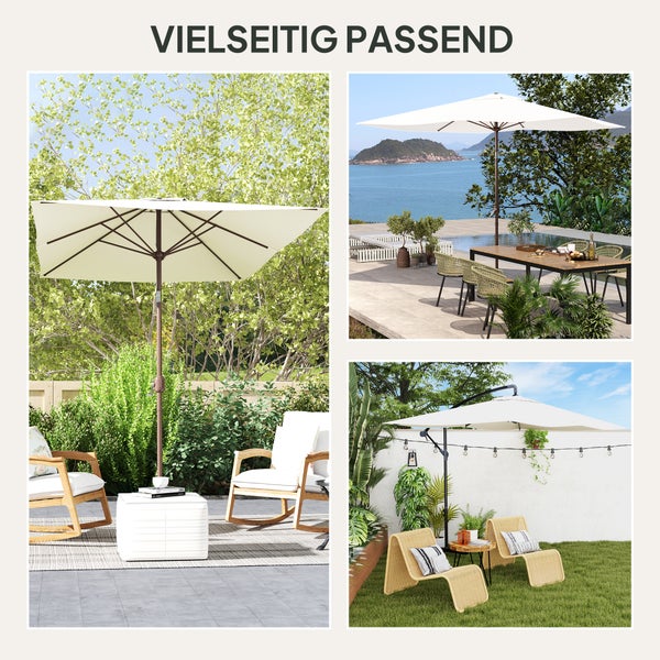 Verschiedene Gartenschirme und Ampelschirme für Terrasse und Garten in vielseitigen Designs.