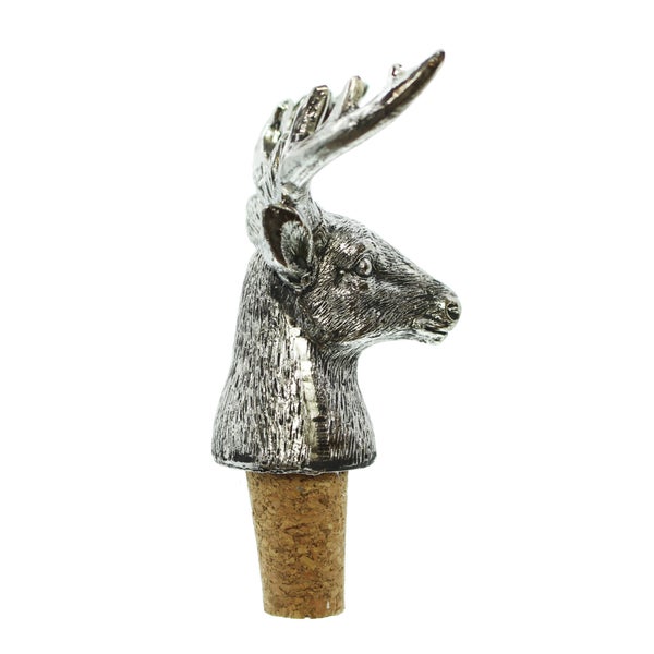 FRANK FLECHTWAREN | Flaschenkorken Silberhirsch, 2er Set, KUNSTSTOFF, KORK, 7 x 4 x 10 cm