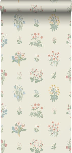 Borastapeter Tapete Blumen Grün und Mehrfarbig - 53 cm x 10.05 m - 662680
