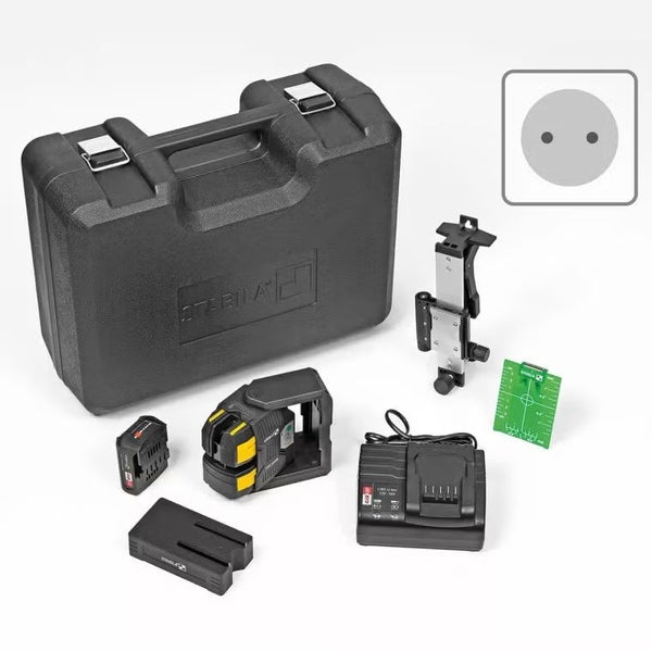 Stabila Linienlaser Set mit Akku, Ladegerät, Wandhalterung, Zieltafel und Transportkoffer