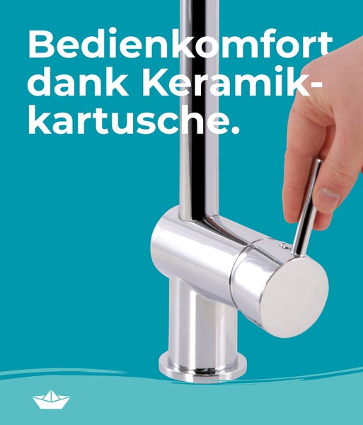 Calmwaters® Premium Spiralfederarmatur, 360° flexible Küchenarmatur mit Brause, Wasserhahn Küche Geschirrbrause, 12PZ3545