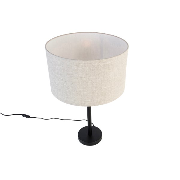 Tischleuchte mit Lampenschirm und schwarzem Fuß