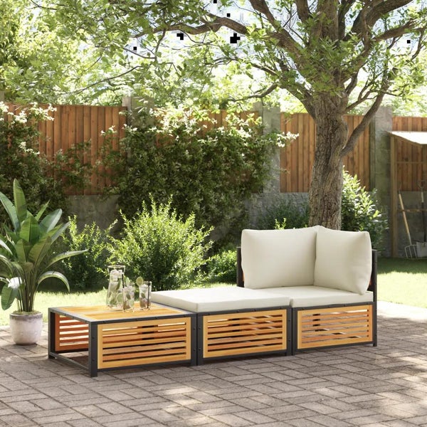 Gartentisch mit Hocker Massivholz Akazie