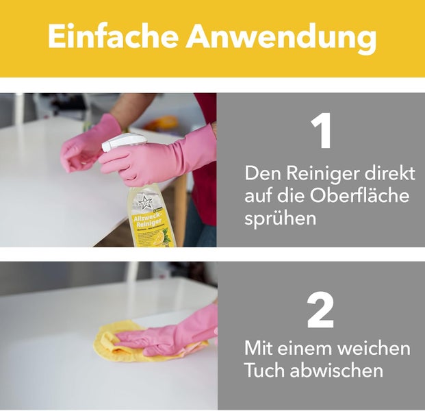 Ricostar Allzweckreiniger Citrus 500 ml – Universalreiniger für streifenfreien Glanz & hygienische Sauberkeit – Reinigungsspray für die Oberflächenreinigung – Effektiv gegen Verschmutzungen