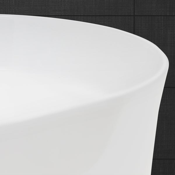 ECD Germany Waschbecken Waschtisch 605x380x125 mm Keramik Oval Weiß inkl. Ablaufgarnitur für Waschbecken ohne Überlauf Aufsatzbecken Aufsatzwaschbecken Aufsatzwaschtisch Waschschale Spülbecken Becken