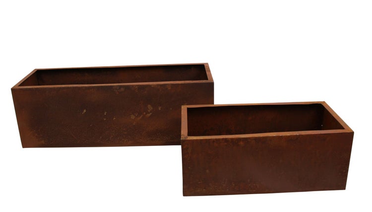 FRANK FLECHTWAREN | Pflanzer Rost, 2er Set, METALL, 40 x 19 x 16 cm, 50 x 24 x 20 cm
