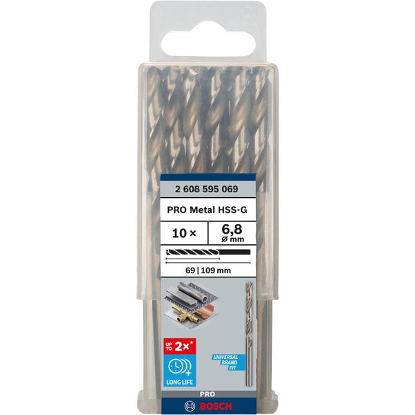 Bosch Metallbohrer Set mit 10 Stück, Durchmesser 6,8 mm
