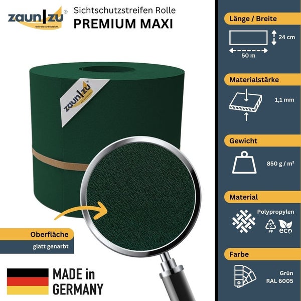 Zaunblende Rolle Premium Maxi aus Polypropylen, 50 Meter lang und 24 Zentimeter breit