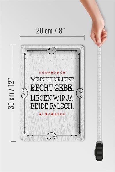 Blechschild Spruch Wenn dir Recht gebe beide falsch 20x30cm