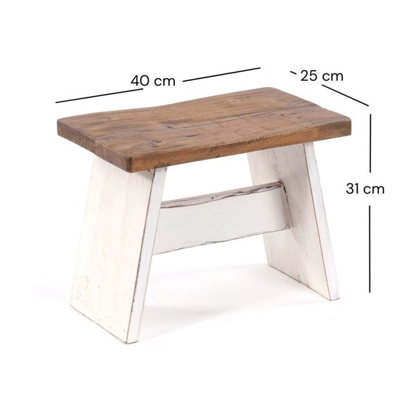 Hocker SCHEMEL 40 Mahagoni Massivholz 06 weiß-landhaus
