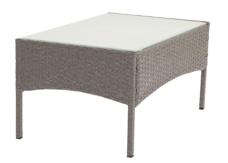 Gartentisch mit Glasplatte und Rattanoptik