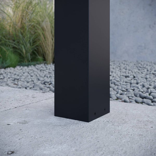 Lucande Außenleuchte Kiran mit Bewegungsmelder (spritzwassergeschützt (Modern) in Schwarz aus Aluminium (1 flammig, E27) - Wegeleuchte Pollerleuchte Wegelampe Sockelleuchte